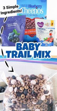 This blueberry flavored baby trail mix is a flavorful snack that you can prepare in minutes with just 3 ingredients!