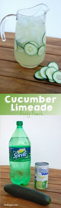 cucumber limeade party punch - this punch is so easy and so good! | NoBiggie.net