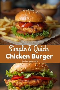 This chicken burger recipe is perfect for busy nights! Enjoy juicy chicken patty with fresh toppings. #ChickenBurger #SimpleAndQuick #Recipe