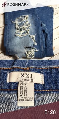 XXI distressed denim jeans Size 27 Made in Egypt  excellent condition!  No trades! 💗  Bundle 2+ items 🛍 from my closet & save 15% 💸 off your purchase! 💕 XXI LOS ANGELES Jeans Skinny