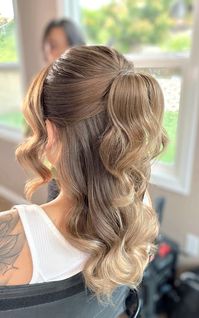 Half up half down hairstyle for bride or bridesmaid