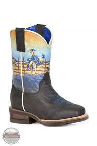 Let your child experience the wild west with Roper's Rodeo Rider Western Boot! Crafted from burnish brown leather with a printed design on the shaft, this boot offers comfort and style. It features a double ¾ welt sole with nails, walking heel, removable insole, all leather lining, and GEO outsole. Your child will be riding in style! #roper #western