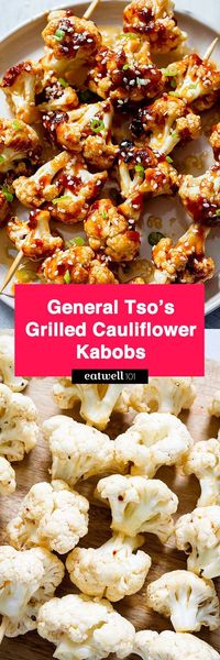 Grilled General Tso's Cauliflower Kabobs - #lowcarb #glutenfree #eatwell101 #recipe - A crunchy-sweet twist on a take-out favorite. - #recipe by #eatwell101®