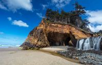 Hug Point Falls is a winsome waterfall that's located on its very own Oregon beach!