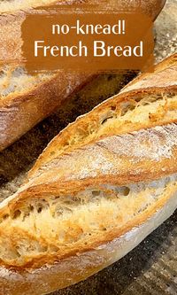 At times when we want homemade bread but not the hassle of making it, this french bread recipe is GOLD. It's made in the food processor and there's no kneading, at all! How's that for convenience? The crust is crackly and the inside is soft and creamy. Quick French bread at its best, with a video tutorial! 