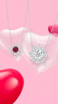 Your love is bound to soar with these blooming Sunflower Pendants by Harry Winston featuring vibrant rubies and dazzling diamonds.