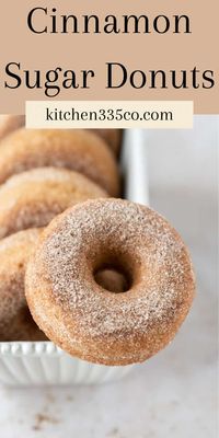 Cinnamon Sugar Donuts have a fluffy baked cinnamon donut base and are rolled in cinnamon sugar for a simple but delicious donut. These donuts can be ready in less than 30 minutes and are perfect for breakfast, brunch, or a sweet snack!