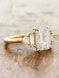 Nicolette: Emerald Cut Engagement Ring with Trillion & Baguette Accents | Ken & Dana Design