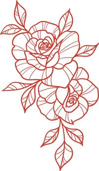 Red vector rose line art illustration, flower drawing, drawing, #ADVERTISEMENT, #flower, #illustration, #Ad