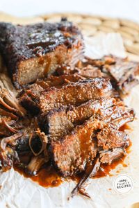 BEST SLOW COOKER RECIPE EVER! This easy Beef Brisket in the crockpot is so tender, juicy, full of flavor... and EASY to make! Just dump and slow cook all day for the best BBQ brisket at home! Serve with classic Barbecue side dishes to make a Texas style bbq dinner. This easy crockpot brisket recipe is great for a kid-friendly dinner idea!