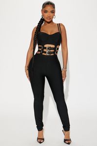 No Later Bandage Jumpsuit - Black