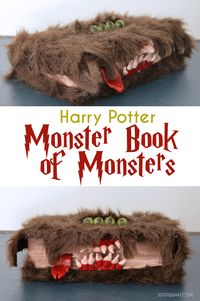 Make this awesome Harry Potter Monster Book of Monsters. A great Halloween decoration or for a Harry Potter party #harrypotter #halloween #halloweendecorationion or perfect for a Harry Potter Party #harrypotter #halloween