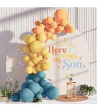 Boho Retro Balloon Arch Garland Balloon Kit Blue slate Orange Yellow Balloos for Here Comes the Son Baby Boy Shower Bridal Shower Birthday Party Backdrop Decorations (Blue Slate) #ad #herecomestheson #babyshower #babyshowerdecor #babyshowertheme #babyshowerideas #boybabyshower #bohobabyshower