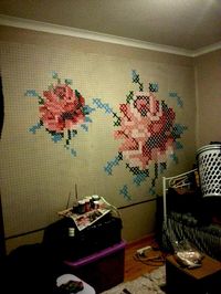 The Bl♥g It List.: DIY Cross Stitch Mural // headboard ideas