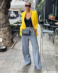 Nicoleah Ogle | Outfit check ✔️ Grey and Yellow 💛 Yay or nay ? #fitcheck✔️ #brightyellowblazer @la_jaqueta #greywidelegpants #widelegpants… | Instagram