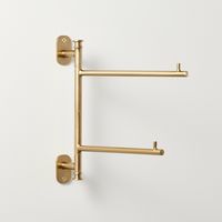 Keep your towels ready at hand with this Wall-Mounted Brass Swivel Hand Towel Rack from Hearth & Hand™ with Magnolia. This wall-mountable towel rack brings space-saving style to your bathroom. It features a swivel design with two bars for hanging small to medium sized towels. Made from metal in a lacquered brass finish, it easily coordinates with a wide range of bath decor. Hearth & Hand™ with Magnolia: Gather • Create • Enjoy