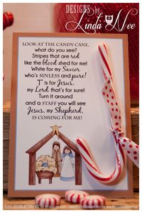 Legend of the Candy Cane - Printable 5 x 7 cards with poem that you can give away as gifts. They are also perfect for witnessing at Christmas