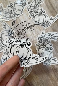 Fall Moon Sticker  Perfect for laptops, water bottles or any other flat surfaces!  Sticker is clear with a frost finish.