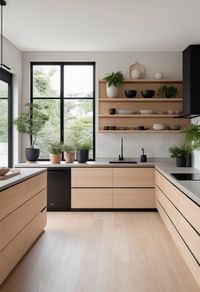 A peaceful blend of Japanese and Scandinavian aesthetics, creating a harmonious minimalist space. #JapandiStyle #MinimalistKitchen #SereneLiving