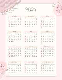 ANNUAL 2024 CALENDAR monthly calendar planner digital calendar downloadable colorful printable calendar Digital 2024 calendar, monthly calendar for download