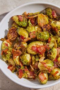 Maple Roasted Brussels Sprouts with Bacon