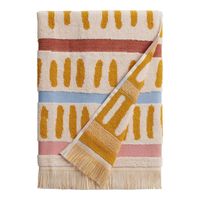 Gia White and Terracotta Diamond Terry Bath Towel - World Market