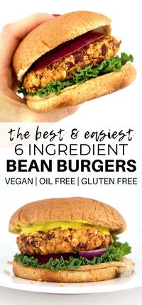 The BEST & simplest Kidney Bean Burgers! Made with only 6 simple, wholesome ingredients. Vegan, gluten-free, oil-free, and low-fat!