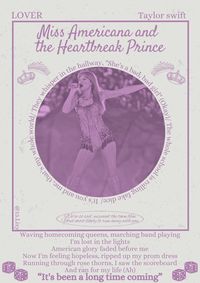 Miss America and the heartbreak Prince- Taylor swift- lover- the eras tour- poster