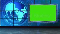 News-09 Broadcast TV Studio Green Screen Background Loopable