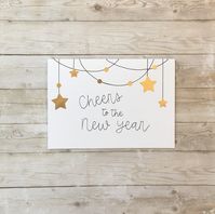 "Handmade Shiny New Years Banner Card  Blank Inside  5\" x 7\" Plain White Envelope Included  *Please note that all my cards are handmade so each one is unique!*"