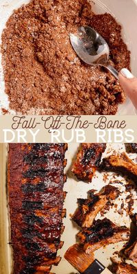 These baby back ribs are seasoned with a homemade dry rub and then baked in the oven till they are tender and fall off the bone. Slather these ribs with your favorite BBQ sauce and finish them on the grill for juicy, tender, fall off the bone ribs. #ribs #dryrub #ribrub #fallofftheboneribs #ovenribs #grilledribs #babybackribs #bbqribs #bbq #pork #rackofribs #ribrecipe #dryrubribs #dryrubrecipe