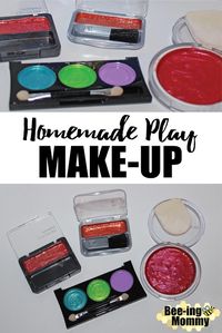 DIY homemade play makeup for kids using nail polish and empty makeup containers