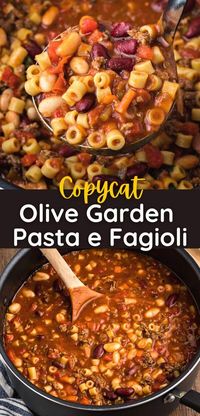 Enjoy the hearty flavors of Italy at home with our Copycat Olive Garden Pasta e Fagioli Recipe, where a rich tomato-based soup is filled with ground beef, beans, and pasta for a comforting and satisfying meal.For more Italian-inspired recipes and culinary inspiration, follow us and savor the tastes of your favorite restaurant dishes in your own kitchen!