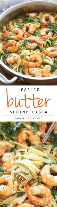 Garlic Butter Shrimp Pasta - An easy peasy pasta dish that's simple, flavorful and incredibly hearty. And all you need is 20 min to whip this up!