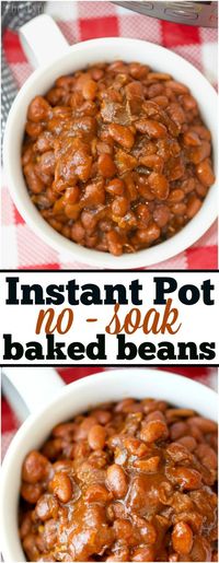 The most amazing no soak Instant Pot baked beans you'll ever eat! Perfectly cooked in your pressure cooker they're a great side dish for any barbecue. via @thetypicalmom