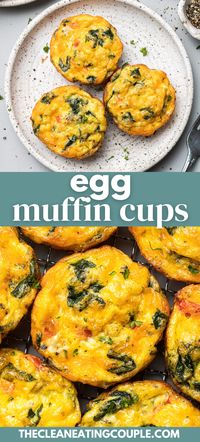 An Egg Muffin Cups Recipe that is so easy to make! These spinach egg muffins are the perfect breakfast egg muffins for a quick healthy meal! Vegetarian friendly, but can be made with sausage or bacon too! Kids love them.