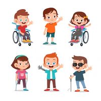 Kids disabled | Premium Vector #Freepik #vector #kids-sitting #boy #boy-girl #handicap