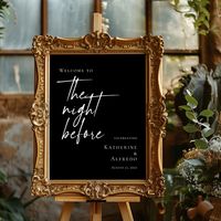 Set the stage for a memorable rehearsal dinner with our Elegant Minimalist black and white 'The Night Before' Welcome Sign. Featuring a sleek and modern design, this poster adds a touch of sophistication to your event decor. Perfect for welcoming your guests and setting the tone for the evening ahead, this poster is sure to make a stylish statement. Elevate your rehearsal dinner with our Elegant Minimalist black and white 'The Night Before' Welcome Sign and make your guests feel right at home.