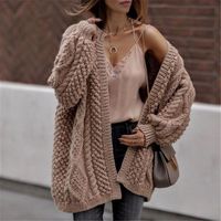 Casual Loose Knit Twist Cardigan Coat