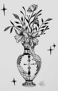 drawing sketch vase tattoo inspo