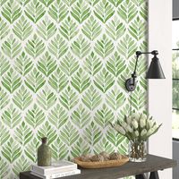 HAOKHOME Boho Peel and Stick Wallpaper Floral Tulip Leaves Green/White Removable Bathroom Kitchen Contact Paper Home Wall Decor 17.7in x 9.8ft - Amazon.com