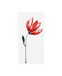 This ready to hang, gallery-wrapped art piece features a black and red ink sketch of a flower. Gallery-wrap is a method of wrapping an artist's canvas around a hidden, wooden frame allowing for a frameless presentation.