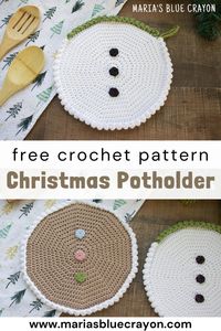 These potholders are quick, simple, and fun for the holidays! Crochet a snowman and gingerbread belly hot pad with this free crochet pattern.