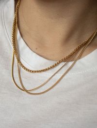 The perfect necklace stack with these simple gold chains 💛@thehexad www.thehexad.com