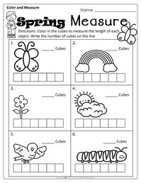 Spring Themed Math Measurement Printable for Kindergarten and Prekindergarten