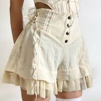 Step into a world of vintage charm with our Victorian shorts Our Victorian shorts are a perfect blend of classic Victorian style and contemporary design, offering a unique and stylish addition to your wardrobe. Crafted with meticulous attention to detail, our Victorian shorts boast intricate lacework, delicate embroide