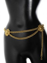 Vintage Chanel Gold Chain Belt with Lion Head Medallions image 2