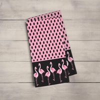 Pink and Black Flamingo Cotton Twill Tea Towels Set of 2 | Etsy