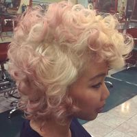 Short Blonde Hair with Pink Tips