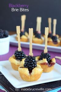 Blackberry Brie Bites - melted brie cheese and blackberries make an impressive appetizer cup